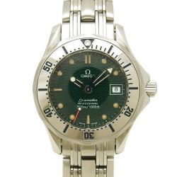 Pre Owned Omega Green Stainless Steel Seamaster Women's Wristwatch 29MM