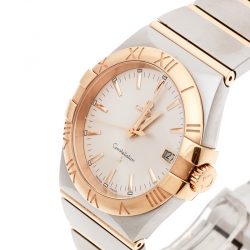 Omega Silver Stainless Steel and 18K Yellow Gold Constellation 396.2011 Women's Wristwatch 34 mm