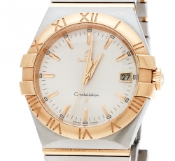 Omega Silver Stainless Steel and 18K Yellow Gold Constellation 396.2011 Women's Wristwatch 34 mm