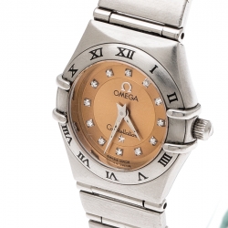 Omega Bronze Stainless Steel Diamond Cindy Crawford Constellation 1564.65 Women's Wristwatch 22 mm
