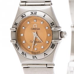 Omega Bronze Stainless Steel Diamond Cindy Crawford Constellation 1564.65 Women's Wristwatch 22 mm