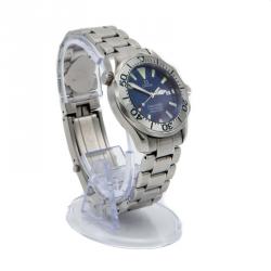 Pre Owned Omega Electric Blue Stainless Steel Seamaster Professional Midsize Watch 36MM