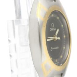 Pre Owned Omega Gray 18K Yellow Gold And Stainless Steel Seamaster Polaris 796.1022 Women's Wristwatch 21 MM