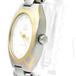 Pre Owned Omega White 18K Yellow Gold And Stainless Steel Seamaster Polaris 796.1022 Women's Wristwatch 21 MM