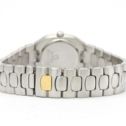 Pre Owned Omega White 18K Yellow Gold And Stainless Steel Seamaster Polaris 796.1022 Women's Wristwatch 21 MM