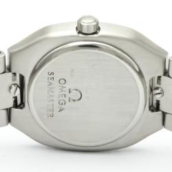 Pre Owned Omega White 18K Yellow Gold And Stainless Steel Seamaster Polaris 796.1022 Women's Wristwatch 21 MM