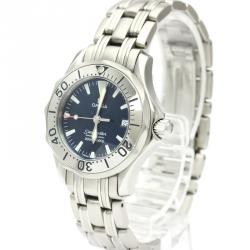 Omega Blue Stainless Steel Seamaster Professional 300M 2283.80 Women's Wristwatch 29 MM