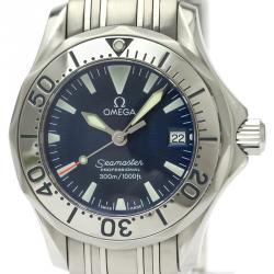Omega Blue Stainless Steel Seamaster Professional 300M 2283.80 Women's Wristwatch 29 MM