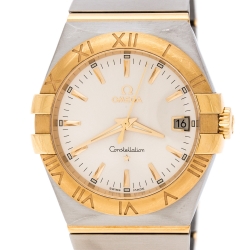 Omega Silver Stainless Steel and 18K Yellow Gold Constellation 396.2011 Women's Wristwatch 34 mm