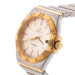 Omega Silver Stainless Steel and 18K Yellow Gold Constellation 396.2011 Women's Wristwatch 34 mm