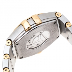 Omega Mother of Pearl 18K Yellow Gold Stainless Steel Diamonds Constellation 123.20.27.60.55.002 Women's Wristwatch 27 mm