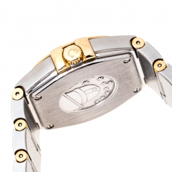 Omega Mother of Pearl 18K Yellow Gold Stainless Steel Diamonds Constellation 123.20.27.60.55.002 Women's Wristwatch 27 mm