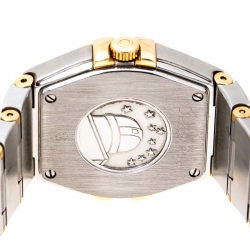 Omega Mother of Pearl 18K Yellow Gold Stainless Steel Diamonds Constellation 123.20.27.60.55.002 Women's Wristwatch 27 mm