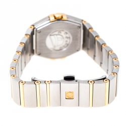 Omega Mother of Pearl 18K Yellow Gold Stainless Steel Diamonds Constellation 123.20.27.60.55.002 Women's Wristwatch 27 mm