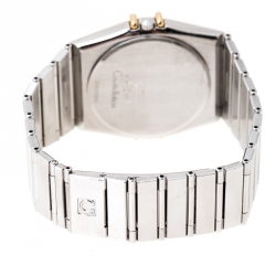 Omega Cream 18K Yellow Gold Stainless Steel Constellation 396.1070 Unisex Wristwatch 33 mm