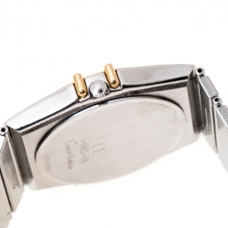 Omega Cream 18K Yellow Gold Stainless Steel Constellation 396.1070 Unisex Wristwatch 33 mm