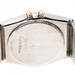 Omega Cream 18K Yellow Gold Stainless Steel Constellation 396.1070 Unisex Wristwatch 33 mm
