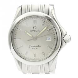 Pre Owned Omega Silver Stainless Steel Seamaster 120M 2571.31 Women's Wristwatch 28MM