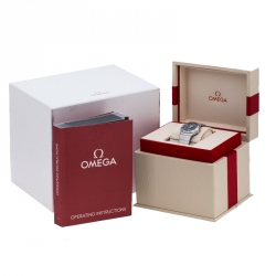 Omega Blue Grey Stainless Steel Diamonds Constellation 123.10.27.60.53.001 Women's Wristwatch 27 mm