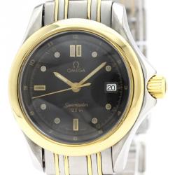 Pre Owned Omega Black 18K Yellow Gold and Stainless Steel Seamaster 120M 2371.50 Women's Wristwatch 29MM