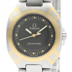 Pre Owned Omega Gray 18K Yellow Gold And Stainless Steel Seamaster Polaris 796.1022 Women's Wristwatch 21 MM