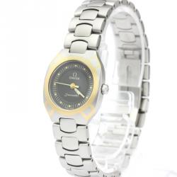 Pre Owned Omega Gray 18K Yellow Gold And Stainless Steel Seamaster Polaris 796.1022 Women's Wristwatch 21 MM