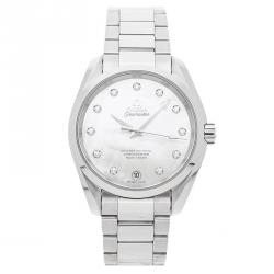 Pre Owned Omega MOP Diamonds Stainless Steel Seamaster Aqua Terra 150M 231.10.39.21.55.002 Women's Wristwatch 38.5