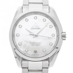 Pre Owned Omega MOP Diamonds Stainless Steel Seamaster Aqua Terra 150M 231.10.39.21.55.002 Women's Wristwatch 38.5