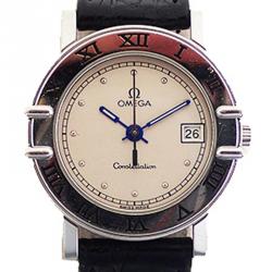 Pre Owned Omega Gold Stainless Steel and Leather Constellation Quartz Women's Wristwatch 27MM