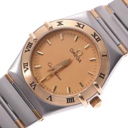 Pre Owned Omega Champagne 18K Yellow Gold And Stainless Steel Constellation 1372.10 Women's Wristwatch 23 MM