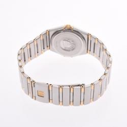 Pre Owned Omega Champagne 18K Yellow Gold And Stainless Steel Constellation 1372.10 Women's Wristwatch 23 MM