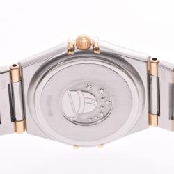 Pre Owned Omega Champagne 18K Yellow Gold And Stainless Steel Constellation 1372.10 Women's Wristwatch 23 MM