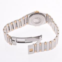 Pre Owned Omega Champagne 18K Yellow Gold And Stainless Steel Constellation 1372.10 Women's Wristwatch 23 MM