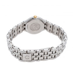 Pre Owned Omega White Two-Tone Stainless Steel DeVille 7950901 Women's Wristwatch 23 mm