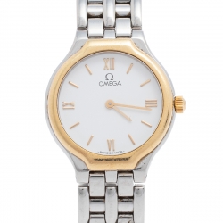 Pre Owned Omega White Two-Tone Stainless Steel DeVille 7950901 Women's Wristwatch 23 mm