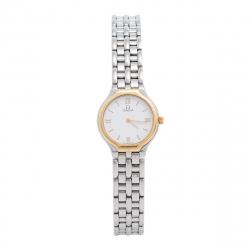Pre Owned Omega White Two-Tone Stainless Steel DeVille 7950901 Women's Wristwatch 23 mm