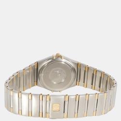 Pre Owned Omega White Diamonds 18K Yellow Gold And Stainless Steel Constellation Women's Wristwatch 25 mm