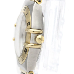 Pre Owned Omega MOP Diamonds 18k Yellow Gold And Stainless Steel Constellation 1262.75 Women's Wristwatch 22 mm
