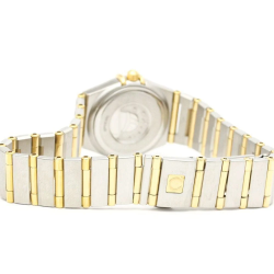 Pre Owned Omega MOP Diamonds 18k Yellow Gold And Stainless Steel Constellation 1262.75 Women's Wristwatch 22 mm