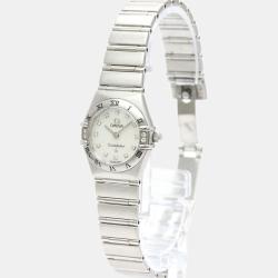 Pre Owned Omega MOP Diamonds Stainless Steel Constellation 1566.76 Quartz Women's Wristwatch 22 mm