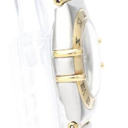 Pre Owned Omega White Shell Diamond 18k Yellow Gold And Stainless Steel Constellation 1262.75 Quartz Women's Wristwatch 22 mm