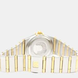 Pre Owned Omega White Shell Diamond 18k Yellow Gold And Stainless Steel Constellation 1262.75 Quartz Women's Wristwatch 22 mm