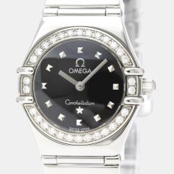 Pre Owned Omega Black Stainless Steel Constellation 1465.51 Quartz Women's Wristwatch 22 mm