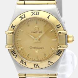 Pre Owned Omega Champagne 18K Yellow Gold And Stainless Steel Constellation 1262.10 Quartz Women's Wristwatch 22 mm