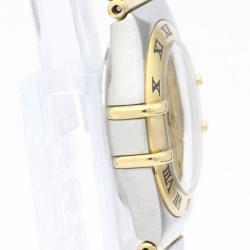 Pre Owned Omega Champagne 18K Yellow Gold And Stainless Steel Constellation 1262.10 Quartz Women's Wristwatch 22 mm