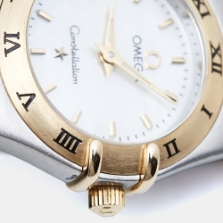 Pre Owned Omega Mother Of Pearl 18K Yellow Gold Stainless Steel Constellation '95 1262.70.00 Women's Wristwatch 22.50 mm