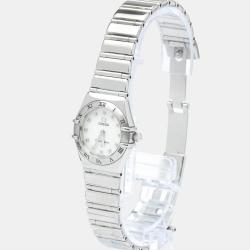 Pre Owned Omega White Stainless Steel Constellation BF569417 Women's Watch 22 mm