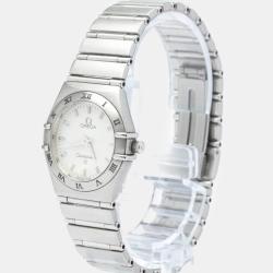 Pre Owned Omega Silver Stainless Steel Constellation Quartz Women's Wristwatch 25 mm