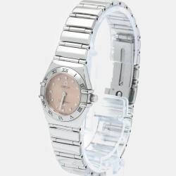 Pre Owned Omega Orange Stainless Steel Constellation Quartz Women's Wristwatch 22 mm