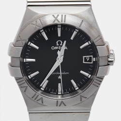 Omega Black Stainless Steel Constellation 123.10.35.60.01.001 Men 's Wristwatch 35mm